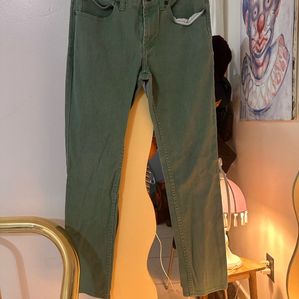 Green Straight-Leg Jeans